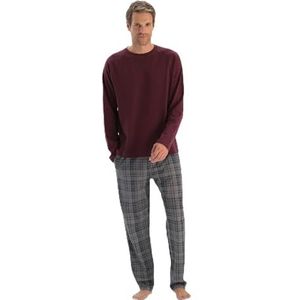 Heren Bordeaux Crew Neck Raglan Sleeve Pyjama Set, M, bordeaux, M