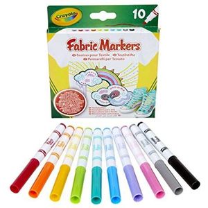 Crayola 58-8633, Fabric Markers - 10 Textielstiften, textielmarkers, 10 kleuren