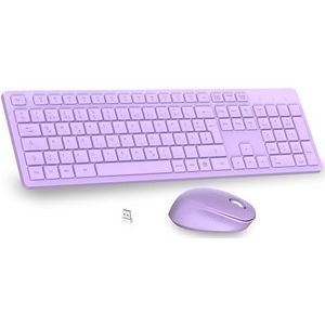 LeadsaiL K786 QWERTZ draadloos toetsenbord en muis set Duits draadloos toetsenbord met muis, stil typen, 2,4 GHz met nano-USB-ontvanger 2-in-1 voor pc/laptop