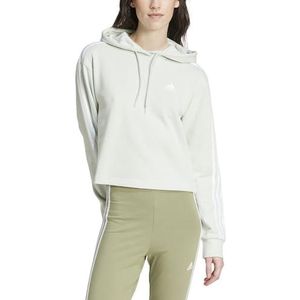 adidas Dames Essentials 3-Stripes French Terry Crop Hoodie, linen green, XL