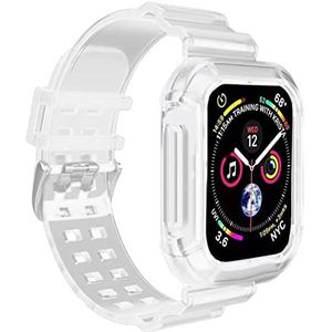 Lysun Compatibel met Apple Watch Band 42 mm 44 mm 45 mm kristalheldere bandjes voor Apple Watch serie SE 7 6 5 4 3 2 1, sportarmband met beschermhoes