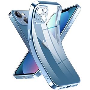 Supdeal Kristalhelder hoesje voor iPhone 13, [nooit geel] [camerabescherming], dunne slanke pasvorm, transparante zachte siliconen telefoonbeschermhoes, 6,1 inch, blauw