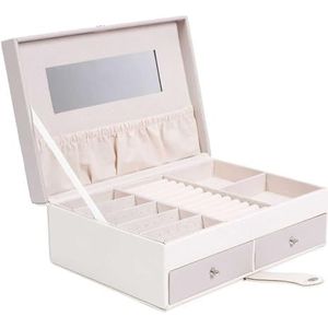 HOME DECO FACTORY, HD0043, Elegant jewelry box with several compartments for organized storage, optimal protection and modern design, ideal for dressing table -, White/Pink