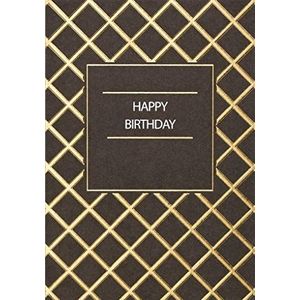 Verjaardagskaart Black & Gold - ruitstreep - 11,6 x 16,6 cm