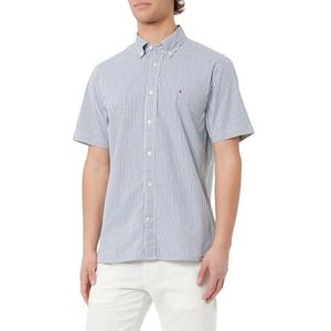 Tommy Hilfiger Heren WCC Flex POPLIN STP RF Shirt S/S, Blauw (Night Sky/Optic White), S