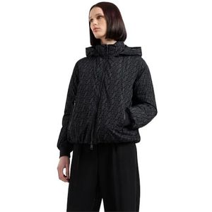 Armani Exchange Dames The Notorius Frank, Allover Monogram Pattern Blouson Jacket, zwart, S