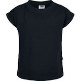 Urban Classics Meisjes T-shirt van biologisch katoen met overgesneden schouders, Girls Organic Extended Shoulder Tee, verkrijgbaar in vele kleuren, maten 110/116-158/164, zwart, 146/152 cm