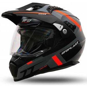 UFO PLAST Helm Aries grijs/oranje L