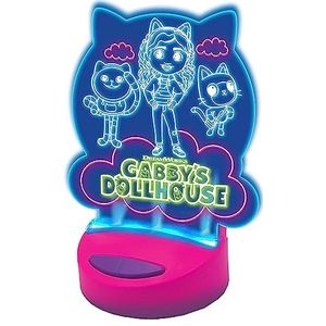 Cefa Toys - Nachtlampje schildert en glanst het poppenhuis van Gabby, licht met bord met led-lichtbasis om in te kleuren, inclusief markeerstiften, zonder batterijen, geschikt voor kinderen vanaf 5