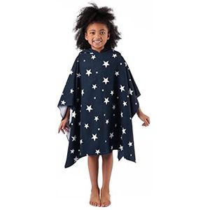 Dreamscene Poncho-handdoek voor kinderen met capuchon, zwembad-wikkeljas, sneldrogend, zachte microvezel, surfen, strand, badkuip, sterrenprint, 140 x 100 cm