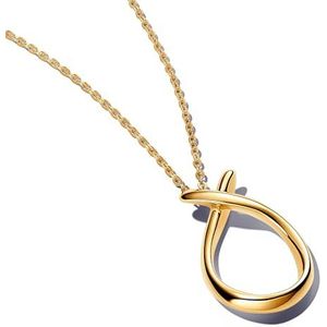Pandora Essence Organisch Geformte Anhänger-Halskette aus Sterling Silber mit vergoldeter Metalllegierung, Größe 50cm, 363316C00-50