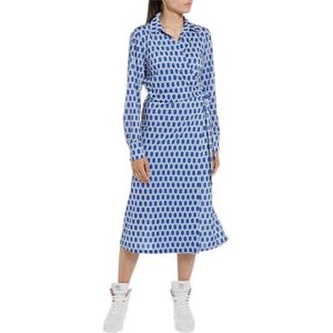 Replay Dames W9023 jurk, 010 Azuur/Natuurlijk Wit, M, 010 Azuur/Naturel Wit, M