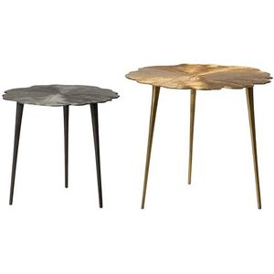 Adda Home Set van twee tafels, aluminium, zwart/goud, 62 x 62 x 54 cm, 50 x 50 x 45 cm