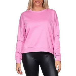 ONLY Sweatshirt voor dames, normale snit, ronde hals, diep aangezette schouders, Fuchsia pink., XL
