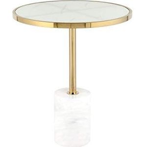 Bijzettafel tafel tafel metalen frame glasplaat gemarmerd wit goud