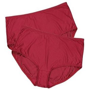 Ulla Popken, dames, grote maten, midi-slips, set van 2, naaldstrepen, hoger gesneden, donkerrood