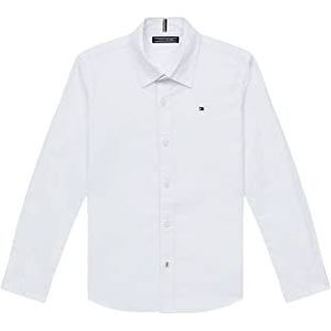 Tommy Hilfiger Solid Stretch Poplin Shirt L/S overhemd jongens, Wit, 4 Jaren