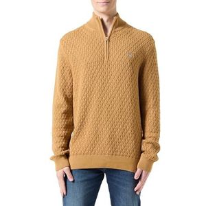 GANT Getextureerde katoenen halve ritssluiting, dark almond, M