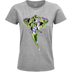 Marvel WOMARCOTS021 T-shirt, grijs gemêleerd, XL dames, Grijs Chinees, XL