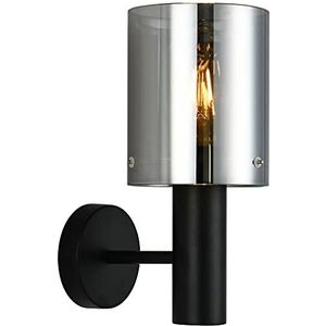Italux Sardo - Moderne wandlamp zwart 1 lichts met rookkleurige kap, E27
