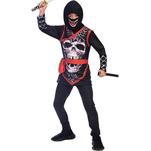 amscan 9905054 zwarte schedel ninja kostuum met eng tanden masker - leeftijd 6-8 jaar- 1 pc