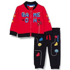Chicco, Jumpsuitset: sweatshirt met ritssluiting en lange broek, Kind 0-24, Rosso, 3 maanden
