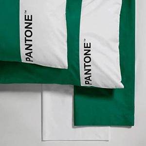 Pantone™ eenpersoonsbedset, 150 x 280 cm, kussensloop 50 x 80 cm, eenpersoons hoeslaken 90 x 200 cm, katoen voor eenpersoonsbed 25 cm, groen/wit