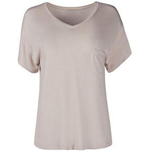 HUBER Damesshirt met korte mouwen en pyjama-top, Soft zand, 40