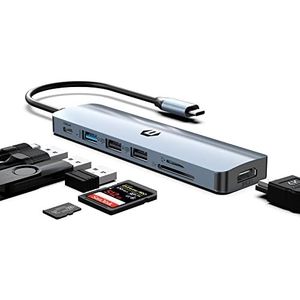 USB C HUB, USB-docking, USB-adapter docking, ultraslanke draagbare data-hub, 7-in-1 USB HUB met 4K HDMI, 100 W PD, USB 3.0, 2 USB 2.0, SD/TF kaartlezer, compatibel met Windows