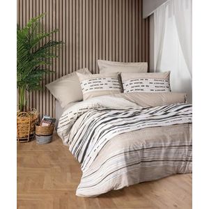 Nuit Des Rêves Beige Ranforce Double Quilt Cover Set (200x200 cm), 100% katoen, 2 kussenslopen (80x80 cm), pigmentprint, machinewasbaar, elegant design