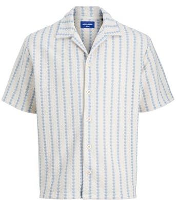 JACK & JONES Overhemd  ecru / blauw