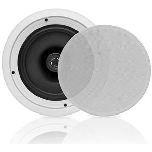 Pyle PDIC81RD luidsprekersysteem voor muren in het plafond, Bluetooth, 2-weg midbass 8 inch (20 cm), wit