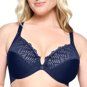 Glamorise Vrouwen Plus Size Front-Close T-Back Wonderwire Onderdraad #1246, Blauw, 385D