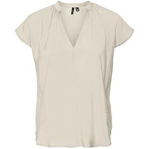 VERO MODA Dames VMQUEENY V-hals C/S WVN GA Top, Birch, M, berk, M