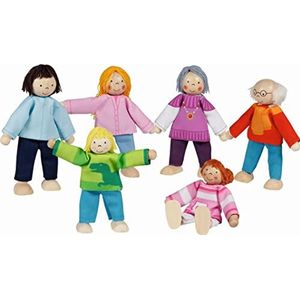 Biegepuppen Moderne Familie: H= 9-11 cm, Holz und Textil, 6 Teile, per Set