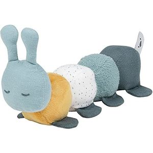 Nattou Actief knuffeldier van katoen en polyester, knuffeldierrups met rammelaar en piep, voor pasgeborenen en prematuur, 26 cm, lapidou, groen