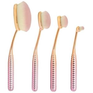 MODA Royal & Langnickel make-up kwastenset, ovaal, metallic gezicht, 4-delig, incl. primer, contour, detailcontour en concealer, metallic roos, MSET-FPK3