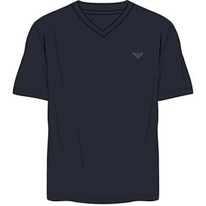 EMPORIO ARMANI Heren zacht modaal V-hals T-shirt blauw L getailleerd FIT, Blauw, L