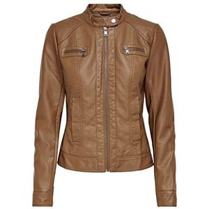 ONLY ONLBANDIT kunstleren jas voor dames, cognac, 34