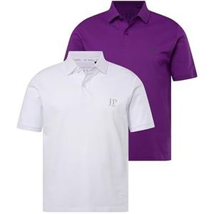 JP 1880 Heren grote maten grote maten Menswear L-8XL poloshirts, basic, 2-pack, piqué, gekamd katoen 704317, pruim, XXL