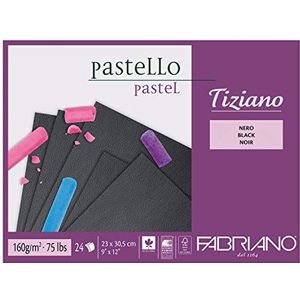 Honsell 46723305 - Fabriano Tiziano Pastelblok zwart, 23,0 x 30,5 cm, 24 vellen, 160 g/m², hoog aanhoudend, zuurvrij en verouderingsbestendig, gripvast, ruw oppervlak