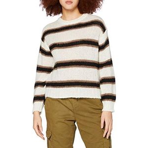 SPARKZ COPENHAGEN Dames Anni Streep Gebreide Trui, Wit, L
