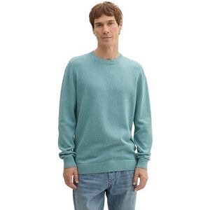 TOM TAILOR Basic gebreide trui voor heren met ronde hals, 13158 - Mineral Stone Blue Melange, XXL