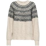 ONLY - ONLSIDONA LIFE LS JQ O-NECK KNT - Dames Trui - Beige - Gemêleerd