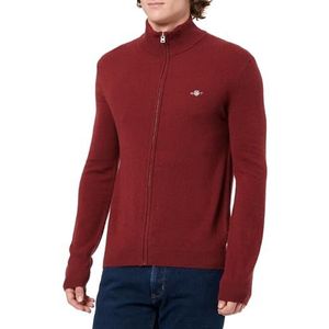 GANT Extra fijne lamswol Zip Cardigan, Plumped Rood, M