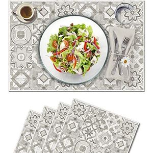 Vilber, Collar Placemats van vinyl, 4 stuks, 30,5 x 45,6 x 0,22 cm, vuilafstotend, antislip en hittebestendig, combineerbaar met tafellopers en tapijten