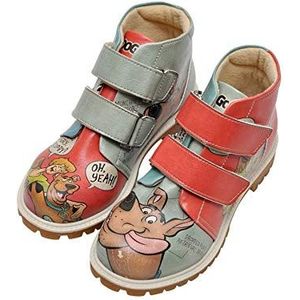 DOGO Kinderen Vegan Leer Oranje Laarzen - Warner Bros Hungry Doo Scooby Doo Motief-30, Oranje, 30 EU