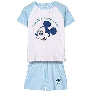 Mickey Mouse zomerpyjama voor kinderen - Blauw en wit - Maat 18 maanden - Gemaakt van 100% katoen - Mickey Mouse print - Origineel product Ontworpen in Spanje