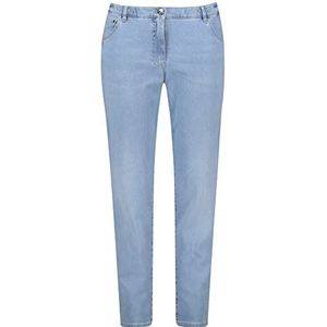 Samoon Slimfit jeans voor dames, sandy gerecyclede denim broek, jeans verkort jeans, effen, washed-out-effect, licht verkort pijpen, grote maten, Blue Denim, 44