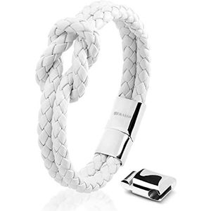 SERASAR Damesarmband - Wit - Kalfsleer - 16cm